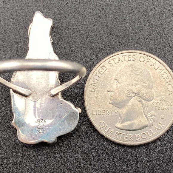 RARE Vtg Running Bear Trading Gallop Turquoise Sterling Silver Wolf Ring Sz 9.5 - Picture 15 of 16